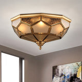 Traditional Opal Glass Ceiling Light Fixture - 14/18 Wide 3/4-Head Flush Mount In Brass / 14