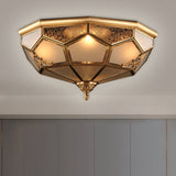 Traditional Opal Glass Ceiling Light Fixture - 14/18 Wide 3/4-Head Flush Mount In Brass