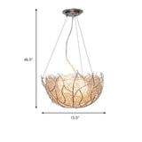Contemporary Metal Chandelier Lighting With Glass Ball Shade - 2 Lights Silver Finish 16’/19.5’ Wide