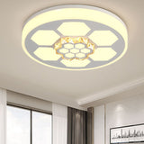 Modern Acrylic Ceiling Mount Light In White With Multi-Color Led Lighting And Crystal Accent / 3