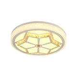Modern Brown/White Flushmount Ceiling Light With Crystal Deco For Bedroom