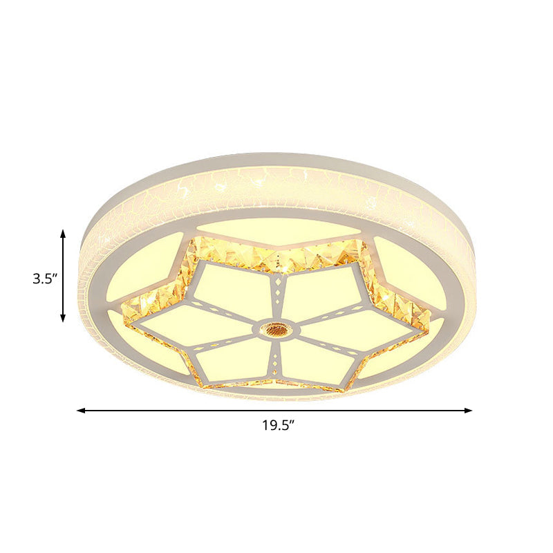 Modern Brown/White Flushmount Ceiling Light With Crystal Deco For Bedroom