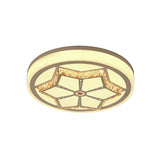 Modern Brown/White Flushmount Ceiling Light With Crystal Deco For Bedroom