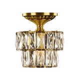 Vintage Brass/Clear Ceiling Mount Light With Crystal Accent - Perfect For Hallway