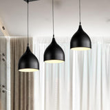 Modern Metal 3-Light Pendant In Black/White With Round/Linear Canopy