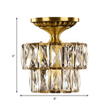 Vintage Brass/Clear Ceiling Mount Light With Crystal Accent - Perfect For Hallway