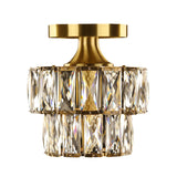 Vintage Brass/Clear Ceiling Mount Light With Crystal Accent - Perfect For Hallway