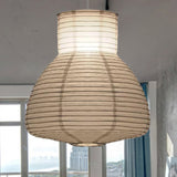 Retro Fabric Lantern Ceiling Pendant - 1-Light White Lamp Kit In 3 Sizes