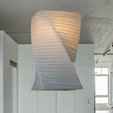 Retro Fabric Lantern Ceiling Pendant - 1-Light White Lamp Kit In 3 Sizes