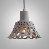 Nordic Style Concrete Pendant Lighting: Etched 1-Light Grey/White/Yellow Hanging Light With