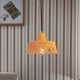 Nordic Style Concrete Pendant Lighting: Etched 1-Light Grey/White/Yellow Hanging Light With