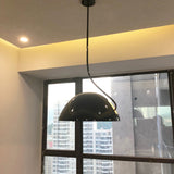 Contemporary Black/White Dome Pendant Light - Stylish Metal Suspension For Dining Room