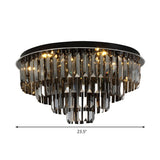 Contemporary Crystal Led Ceiling Mount Light - Smoke Gray Layered Design For Dining Room