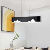 Modern Led Rectangular Linear Chandelier With Metal Hanging Ceiling Light (White/Black/Green) -