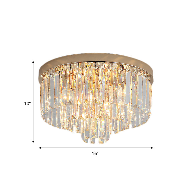 Vintage Gold Led Crystal Flush Ceiling Light For Bedroom