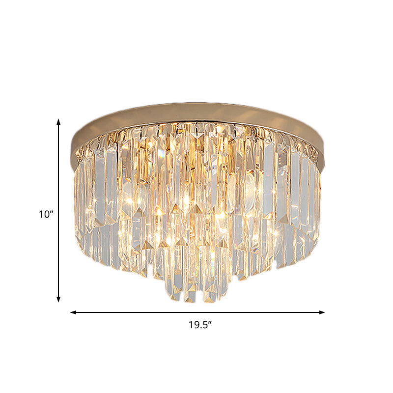 Vintage Gold Led Crystal Flush Ceiling Light For Bedroom