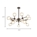 Modern Clear Glass Bubble Chandelier With Starburst Design - 9/12/15 Lights Black/Gold