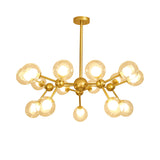 Modern Clear Glass Bubble Chandelier With Starburst Design - 9/12/15 Lights Black/Gold