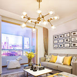 Modern Clear Glass Bubble Chandelier With Starburst Design - 9/12/15 Lights Black/Gold
