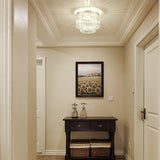 Modernist Drum Ceiling Lamp - Clear Crystal 12/16 Width Flush Mount Lighting For Living Room