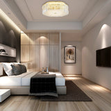 Golden Flower Flush Led Pendant Light With Modern Clear Crystal Design And Acrylic Diffuser -