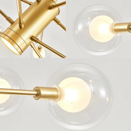 Modern Gold Chandelier Lamp - 6/8 Lights With Clear Glass Shade Ceiling Hang Light For Living Room