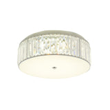 Modern Led Crystal Flush Mount Ceiling Lamp In White With Acrylic Diffuser