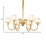 Modern Crystal Cone Ceiling Light With Brass Finish - 3/6/8 Lights And Curved Arm