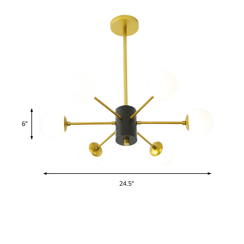 Modernist Milk Glass Chandelier With Burst Design - Gold Finish 6/8/9 Lights Hanging Ceiling Lamp