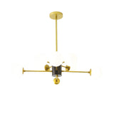 Modernist Milk Glass Chandelier With Burst Design - Gold Finish 6/8/9 Lights Hanging Ceiling Lamp