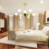 Modernist Milk Glass Chandelier With Burst Design - Gold Finish 6/8/9 Lights Hanging Ceiling Lamp