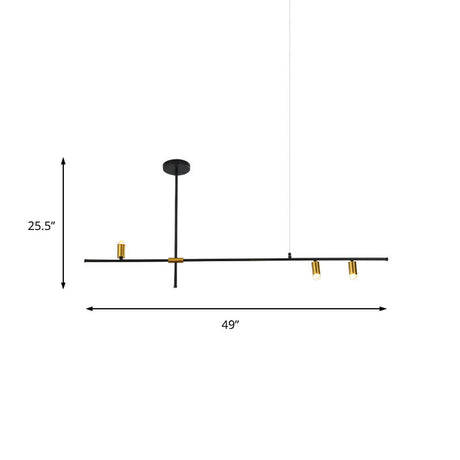 Modern Metal Rectilinear Chandelier - 3/4/9 Light Black Ceiling Fixture