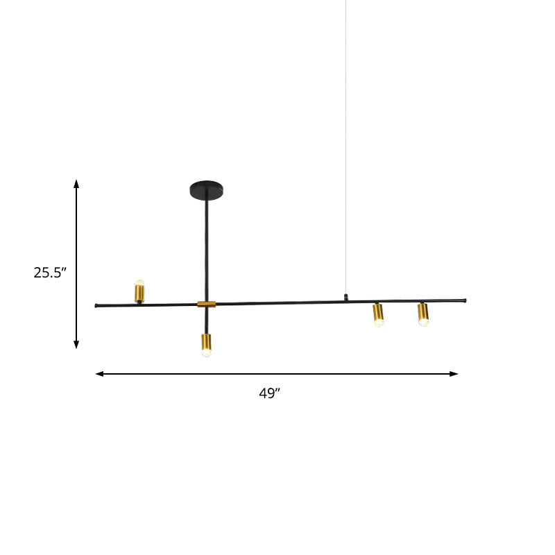 Modern Metal Rectilinear Chandelier - 3/4/9 Light Black Ceiling Fixture