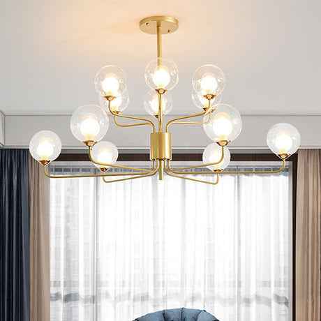 Contemporary 2-Tier Ball Clear Glass Chandelier - Elegant Radial Design With 8/12/18 Lights
