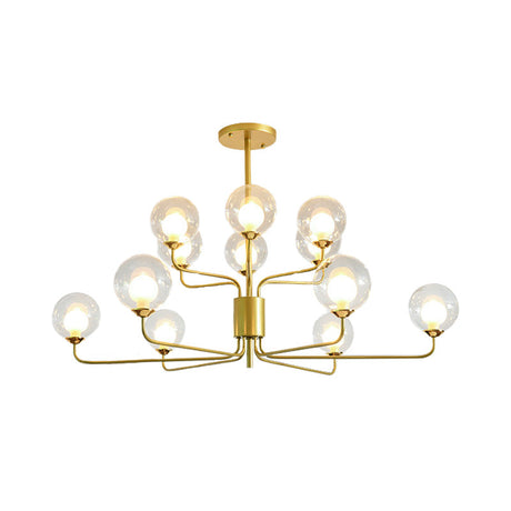 Contemporary 2-Tier Ball Clear Glass Chandelier - Elegant Radial Design With 8/12/18 Lights