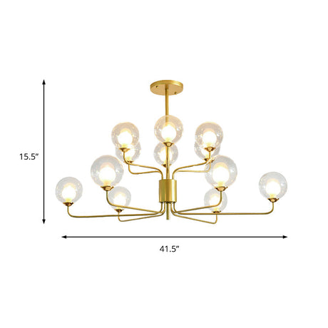 Contemporary 2-Tier Ball Clear Glass Chandelier - Elegant Radial Design With 8/12/18 Lights