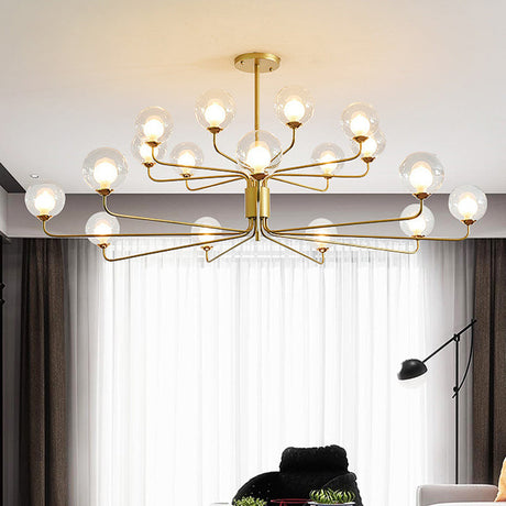 Contemporary 2-Tier Ball Clear Glass Chandelier - Elegant Radial Design With 8/12/18 Lights