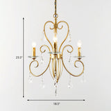 Gold Candle Chandelier With Clear Crystal Accents - Modern Style 3/6 Lights