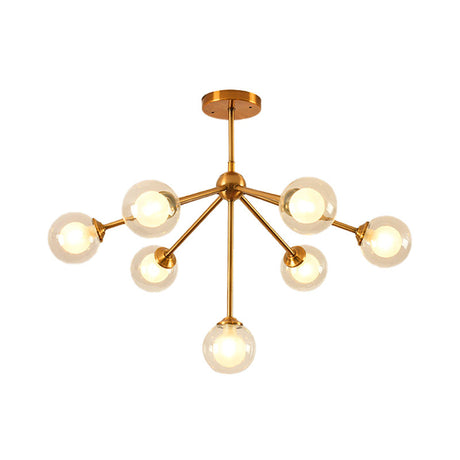 Sleek Sputnik Metal Chandelier With Clear Glass Sphere Shades - 4/7/10 Lights For Contemporary