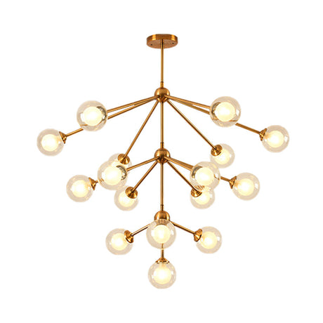 Sleek Sputnik Metal Chandelier With Clear Glass Sphere Shades - 4/7/10 Lights For Contemporary