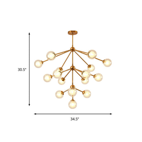 Sleek Sputnik Metal Chandelier With Clear Glass Sphere Shades - 4/7/10 Lights For Contemporary