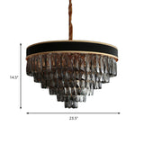 Modern Crystal Layered Chandelier - Smoke Grey 9/12 Lights Hanging Light Fixture