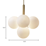 Contemporary Glass Chandelier Lamp - 5/13 Lights Spherical Design White Ball Pendant Light
