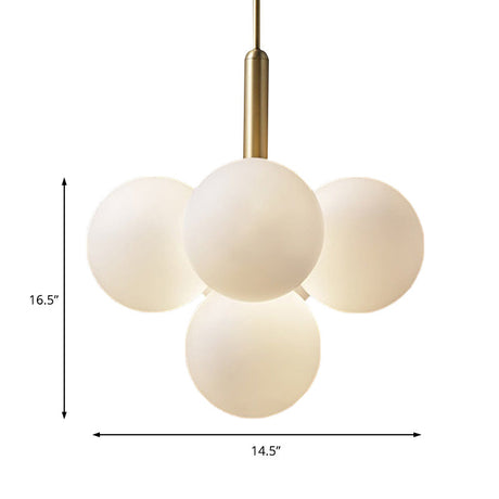 Contemporary Glass Chandelier Lamp - 5/13 Lights Spherical Design White Ball Pendant Light