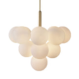 Contemporary Glass Chandelier Lamp - 5/13 Lights Spherical Design White Ball Pendant Light