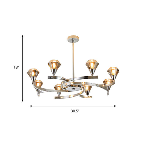 Sputnik Design Diamond Crystal Chandelier - Modern 6/8/10 Light Chrome/Gold Ceiling Fixture