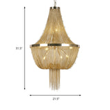Nordic Tassel Empire Chandelier In Gold With 6 Lights - Modern Ceiling Fixture