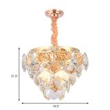 Modern Gold 14-Light Pendant Lamp: Multi-Layered Ceiling Fixture With Faceted Crystals Ideal For