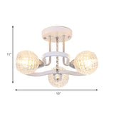 Modern White Semi-Flush Mount Ceiling Light With Lattice Glass Crystal Drop And 3/5 Lights