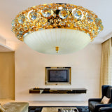 15/19 Semi Mount Clear Crystal Ceiling Fixture With Opal Glass Diffuser In Gold - Modern Lighting